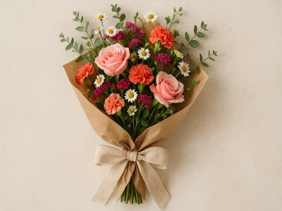 باقة ورد مشكلة بألوان زاهية ومشرقة